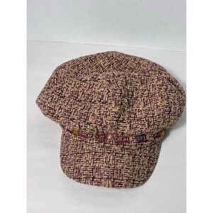 L.E.I Vintage Y2K Newsboy Hat Tweed Sz M Pink Wool Blend Preppy Gossip Girl